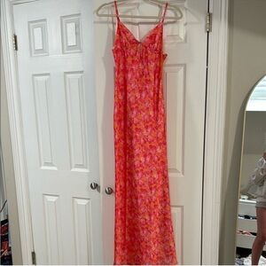 Beginning Boutique Vibrant Pink Floral Maxi Dress